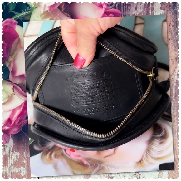 INTAGE COACH KIMBALL HALF-MOON BLACK LEATHER CROSSBODY BAG 9911 - Picture 14 of 16